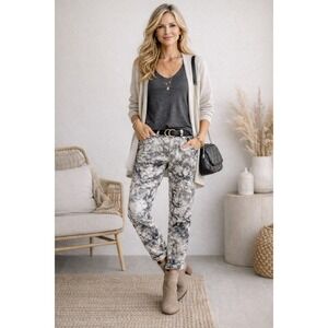 Cabi Marble Tie Dye Jogger Pants Women's XL Grey White Casual Comfort 5075‎